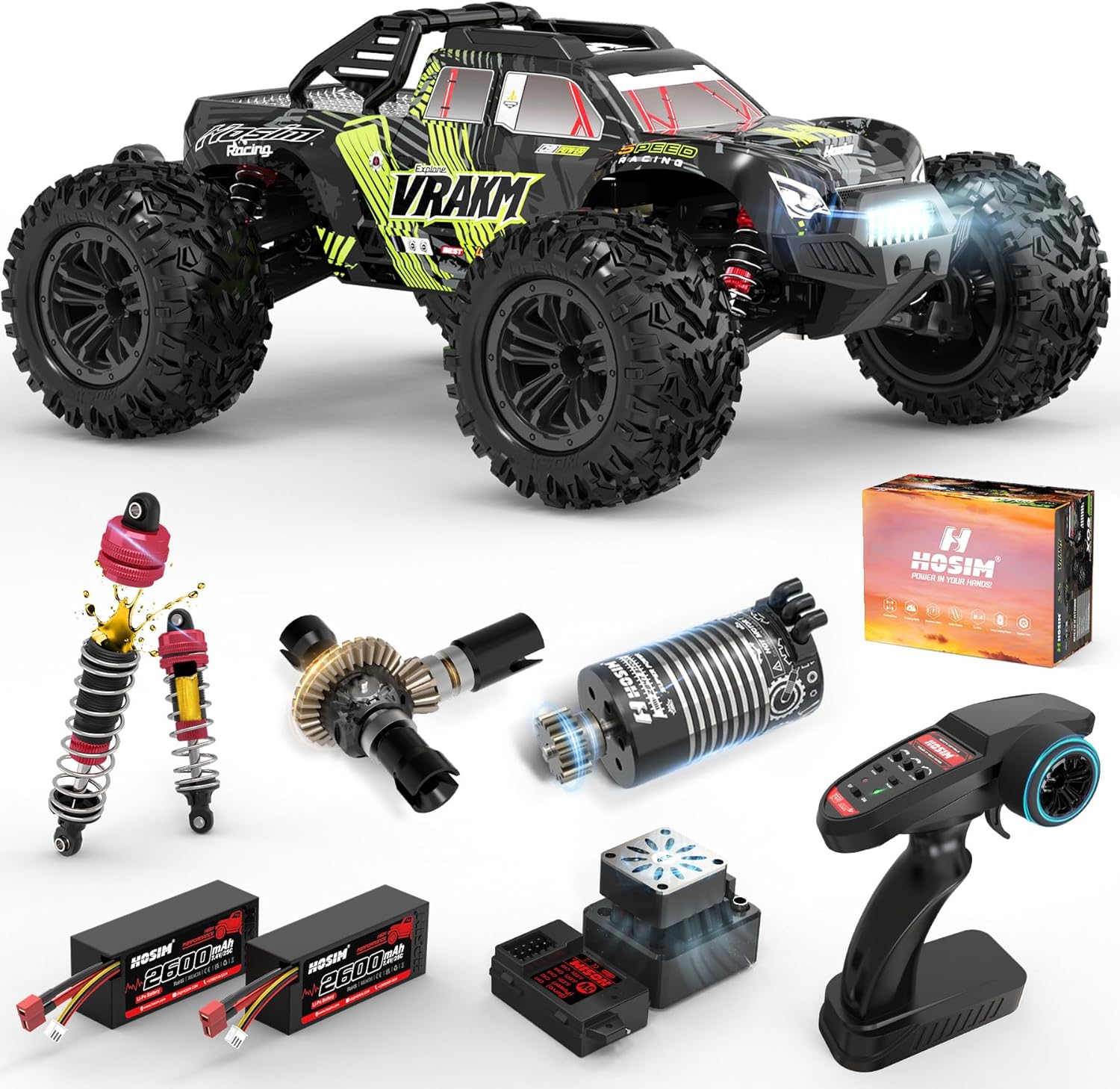 Rc Hobby Grade Monster Truck - Mobil RC Brushless Dewasa, Skala 1/10